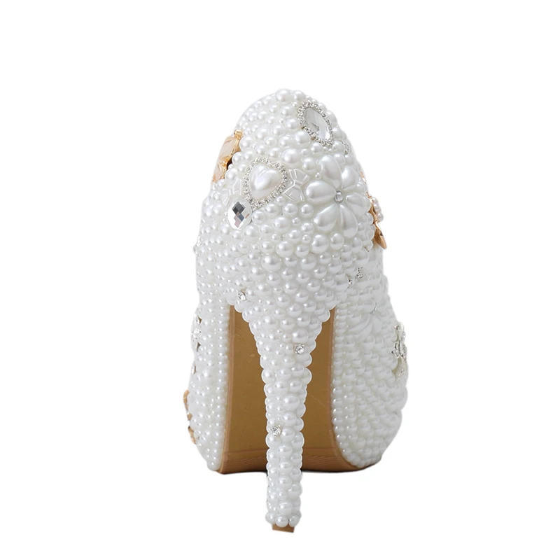 Роскошные свадебные туфли ручной работы белые классические|pearl wedding shoe|wedding shoes