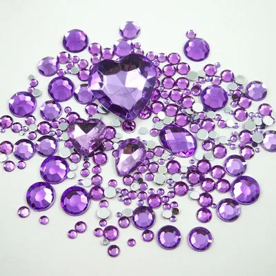 light purple 1100 шт./пакет смешанные Размеры/Форма с плоской задней частью Стразы 3D акриловых плоских с одной стороны Стразы для DIY чехол для телефона нейл-арта - Цвет: light purple