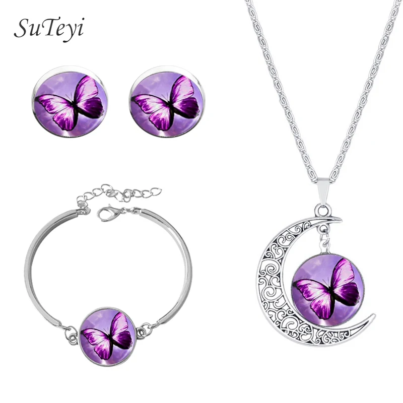 Ювелирный Комплект из колье серёг и браслета с изображением Луны|jewelry sets|earrings