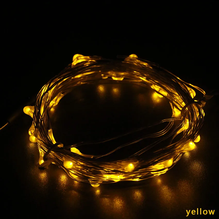 Yellow 5 м 10 м 20 м 30 м 50 м светодиодный светильник s Открытый Рождественский Сказочный светильник медный провод теплый белый с DC 12 В адаптер питания пульт дистанционного управления - Испускаемый цвет: Yellow