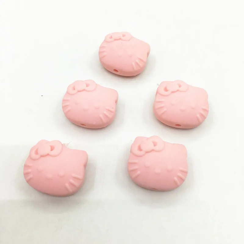 baby pink 10 шт., силиконовые мини-бусины hello kitty, пищевого качества, силиконовые бусины-прорезыватели, милые DIY, прорезыватели для зубов, ожерелье для кормления, Детские бусины-прорезыватели - Цвет: baby pink