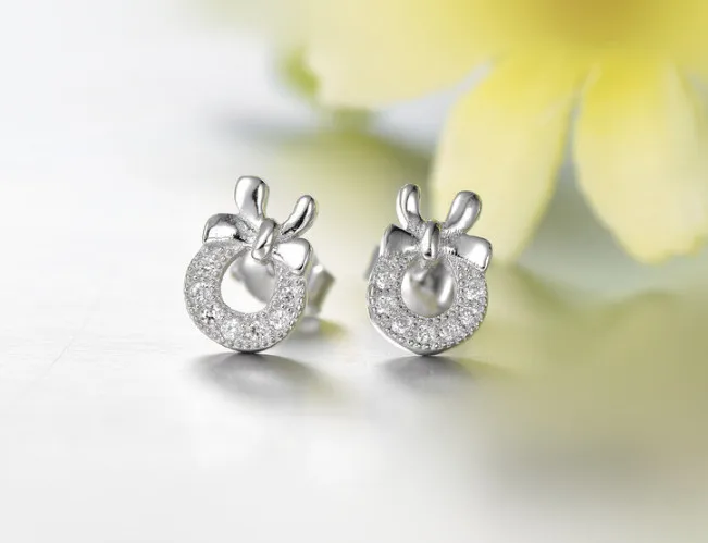 Earrings with Stones Silver Jewelry 2016 Gift Girlfriend Topaz Earring Austrian Crystal CZ Diamond Stud for Women B144 | Украшения и
