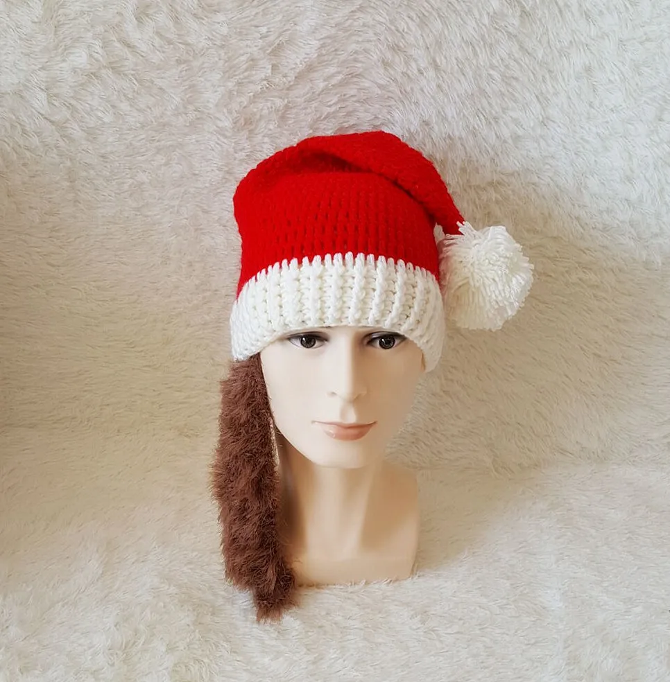 Вязаные рождественские шапки в виде деда мороза украшение для взрослых на