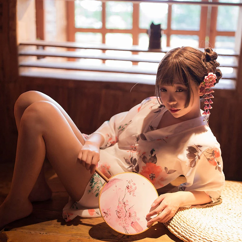 Летнее кимоно юката Женское ночное белье Винтаж Японский спальный банный халат