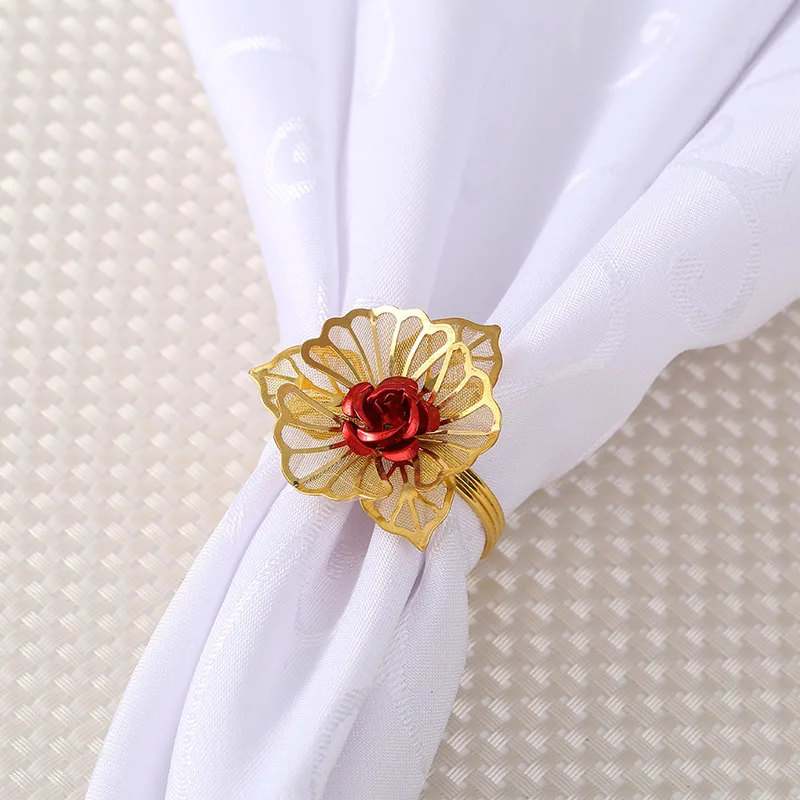 12 шт. модное кольцо для салфеток с золотым цветком гостиниц ресторанов мягкая