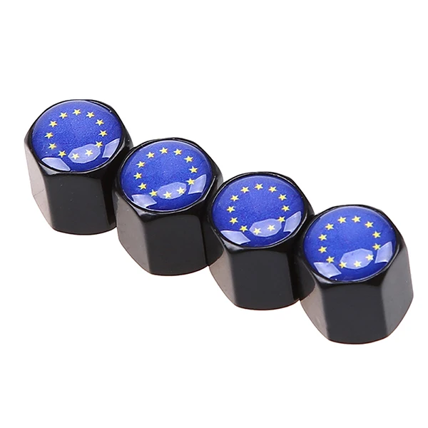 EU Logo 3 POSSBAY черный/Серебряный Противоугонный замок колесная шина клапан стволовых воздушный колпачок колпачки для автомобильных шин ЕС логотип/я люблю Нью-Йорк - Цвет: EU Logo 3
