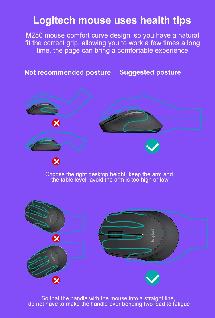 Logitech M280 2,4G Беспроводная игровая мышь Lap Топ PC Gamer эргономичная оптическая натуральная бесшумные Мышь мыши компьютерных игр приемник
