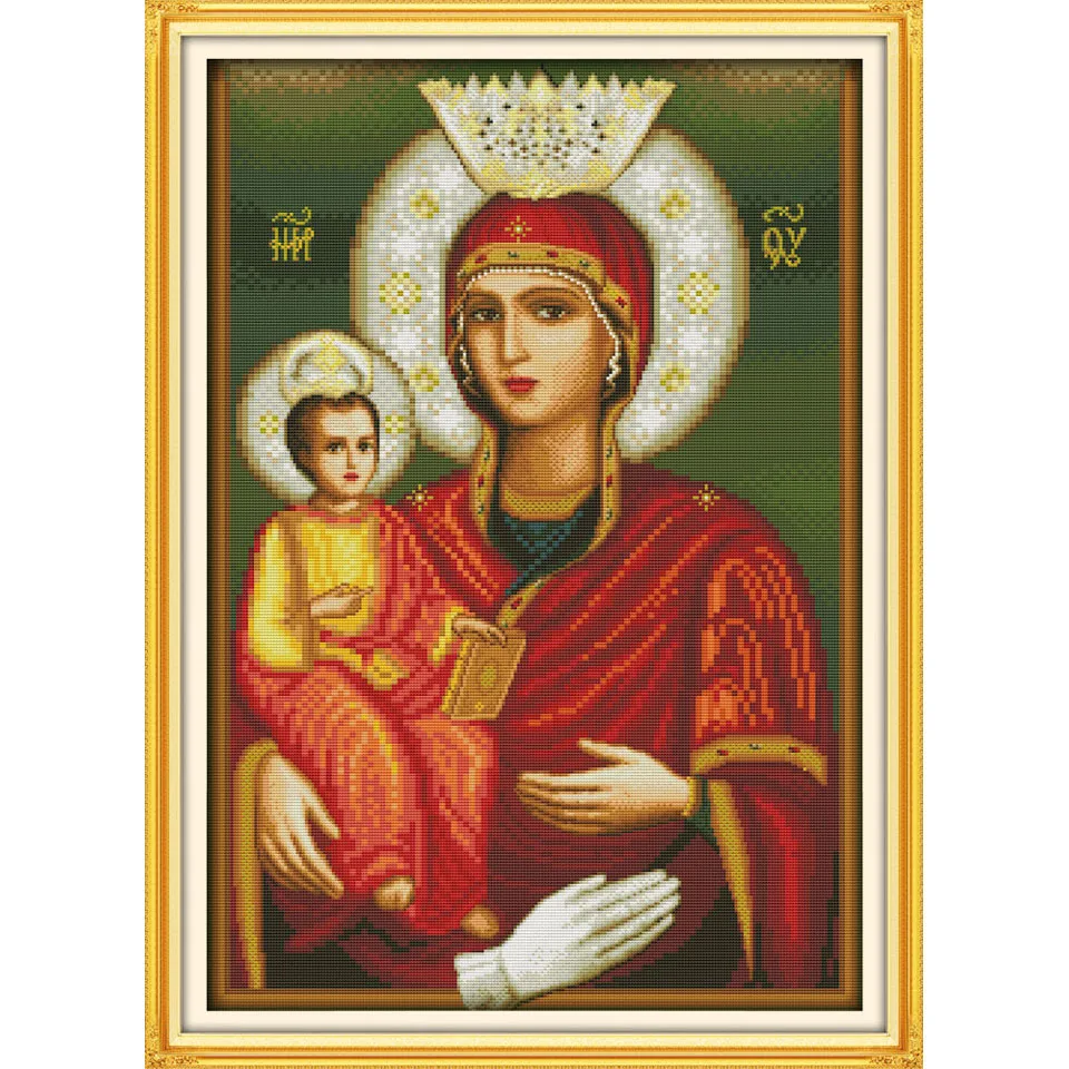Joy Sunday Madonna-and-child painting diy kit Needlework Counted Cross Stitch Kit printed canvas set embroidery Home decor | Дом и сад