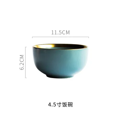 Blue Small Bowl Нордическая Золотая оправа, керамические стейки, западное блюдо, китайские тарелки, домашние блюда, креативная фарфоровая тарелка, фруктовое блюдо, десертная посуда - Цвет: Blue Small Bowl