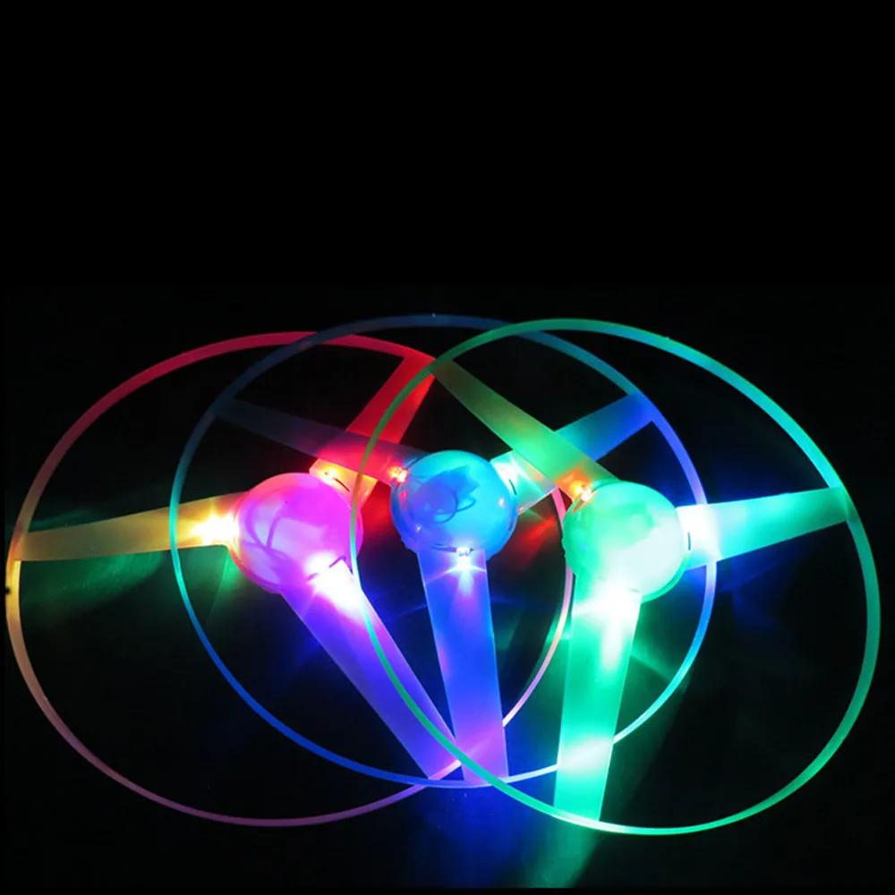 Забавная красочная струна НЛО LED Light Up летающая тарелка диск дети тянуть струны