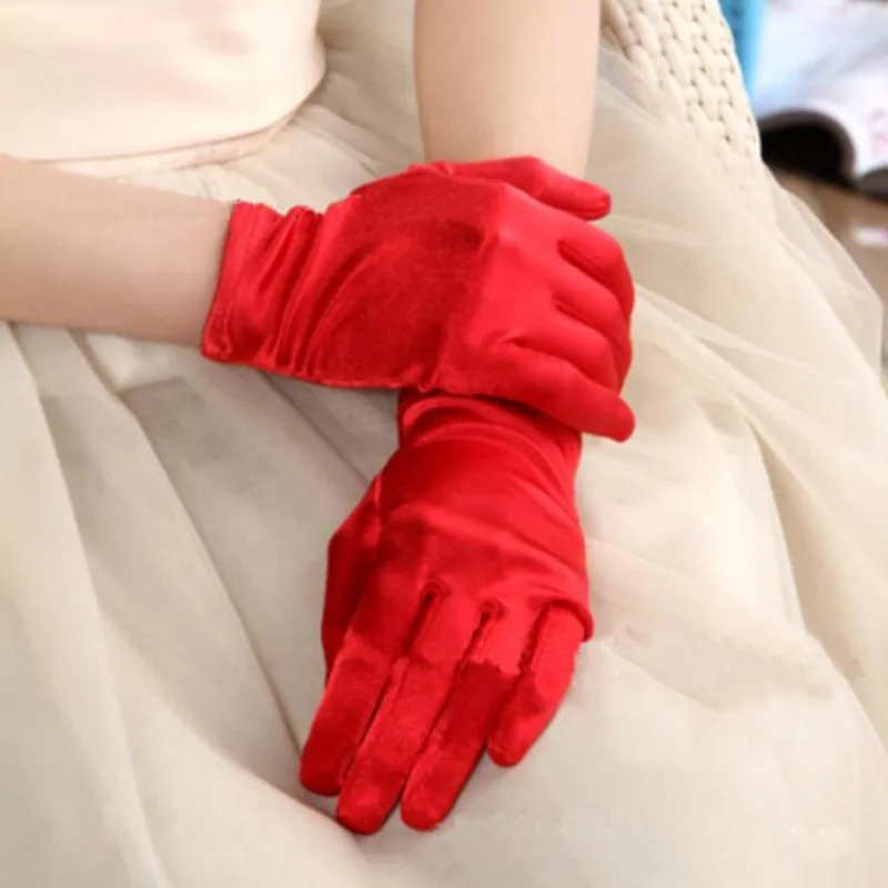 

Women Girls Colorful Short Gloves Bridal Wedding Dress Gloves Dance Performance Props Party Halloween Christmas