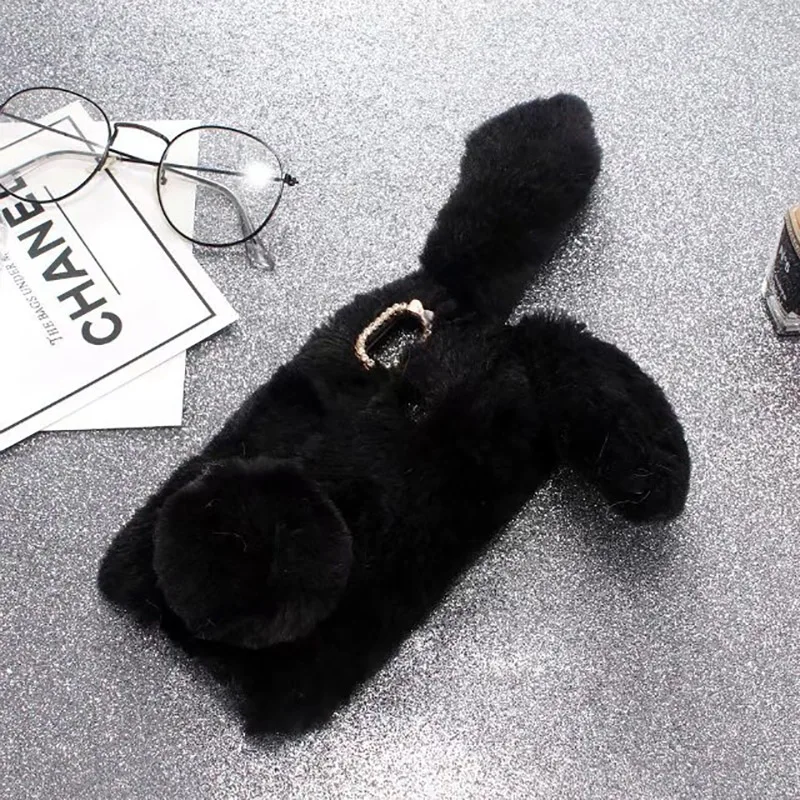 Плюшевый чехол с кроликом для Xiaomi Redmi 6 Pro мягкий меховой милый 3D кроличьими ушками