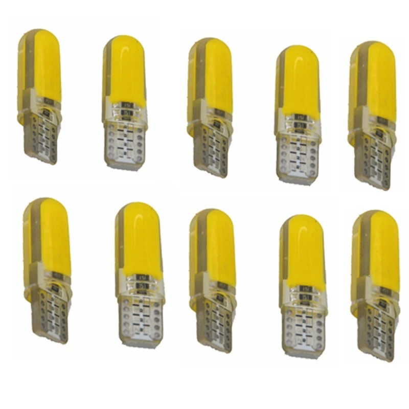 

10 шт., силиконовые светодиодные лампы T10 W5W, 12 чипов