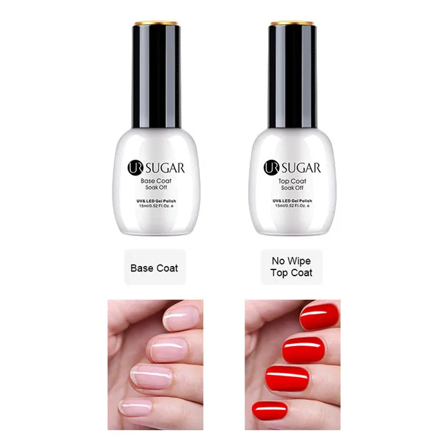 Base Coat Top Coat 3 UR SUGAR Base Coat Top Coat Tempered Enhance Nail Gel Polish Matte No Wipe Top Coat Soak Off UV Gel Varnish Lacquer Manicure - Цвет: Base Coat Top Coat 3