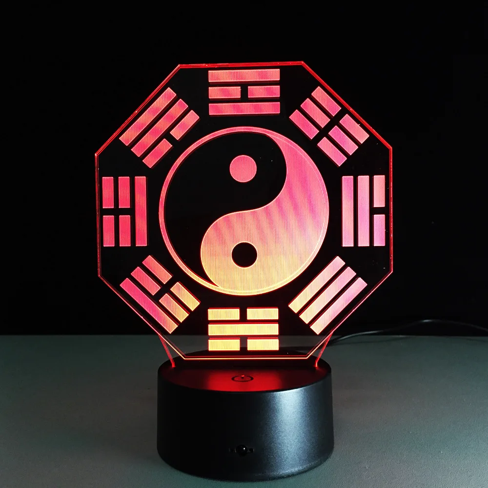 

Chinese Prediction Feng Shui Taiji Lamp Yin Yang Tai Chi Acht Trigramme Trigram Night Light Home Office Table Lamp Luck Fortune