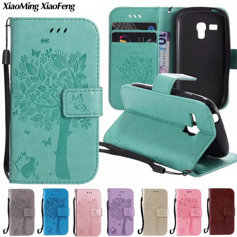 Чехол для samsung Galaxy S3 Mini, кожаный кошелек и силиконовый чехол для телефона samsung Galaxy S3 Mini, чехол с кошкой и деревом, флип-чехол
