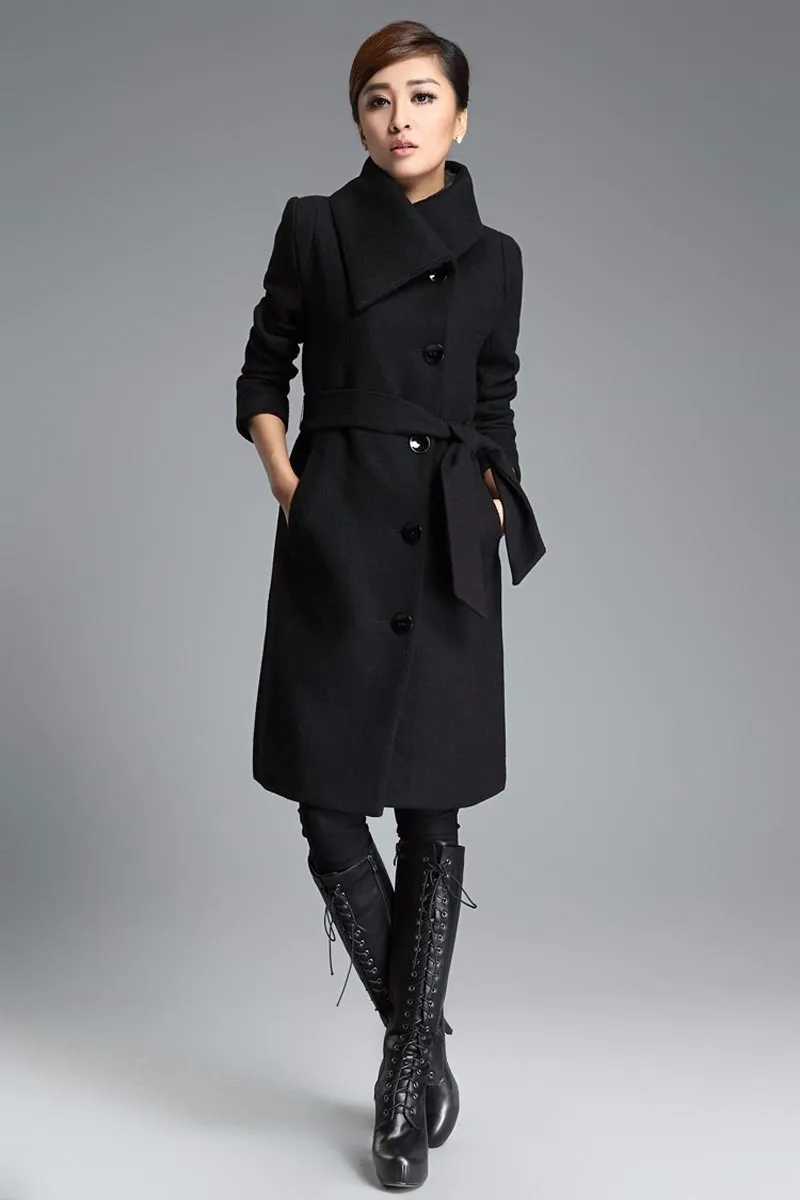 2016 осень зима шерстяное пальто Для женщин тонкий длинный Шерстяное отложной