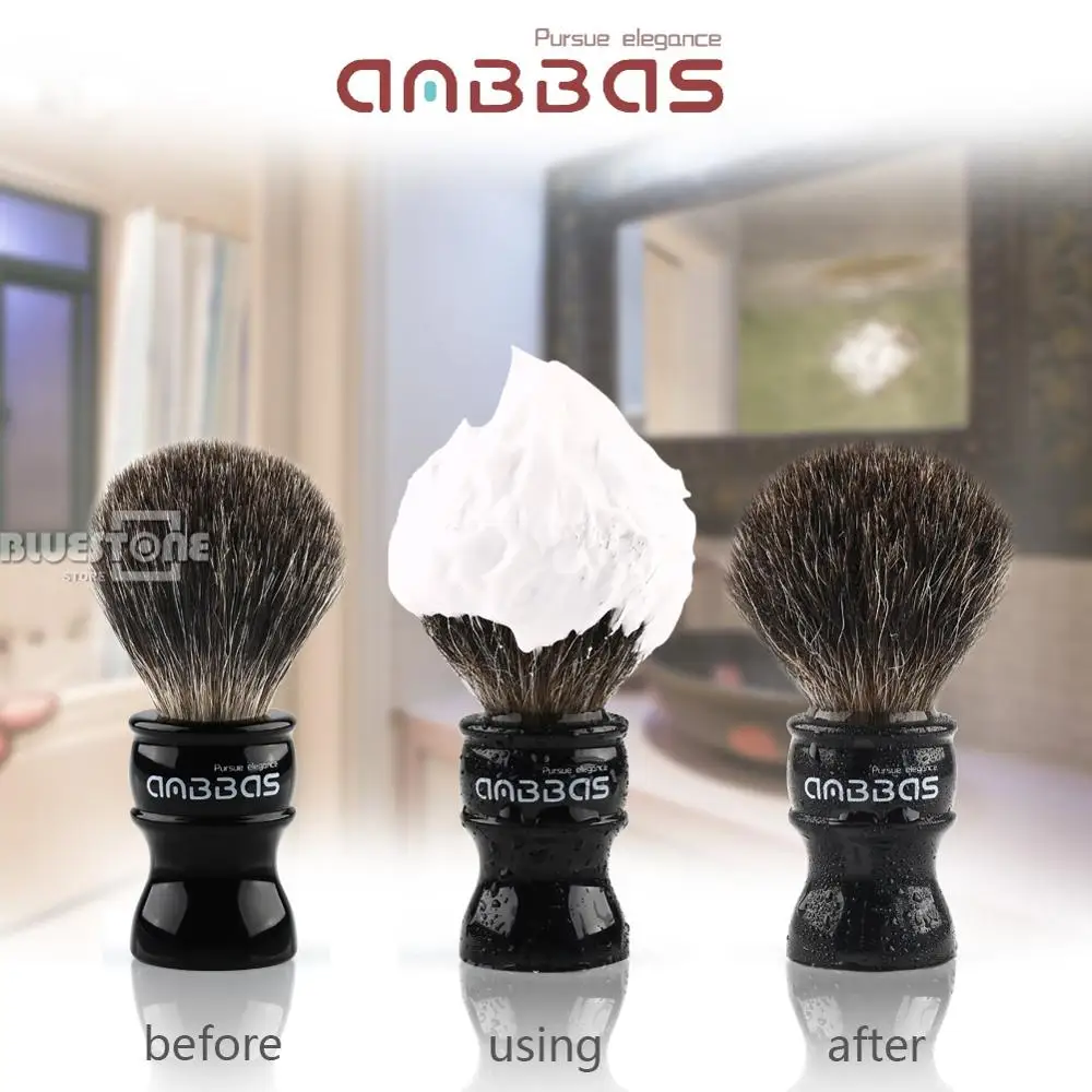 Anbbas 3pcs Wet Shaving Set with Pure Badger Hair Brush and Alloy Solid Ebony Wood Razor Stand Holder | Красота и здоровье