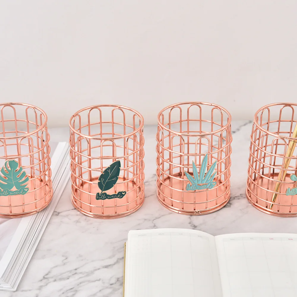 Nordic Rose Metal Pen Holder Simple Creative Personality Cute Storage Box Desktop Layout Large Capacity Multifunction |