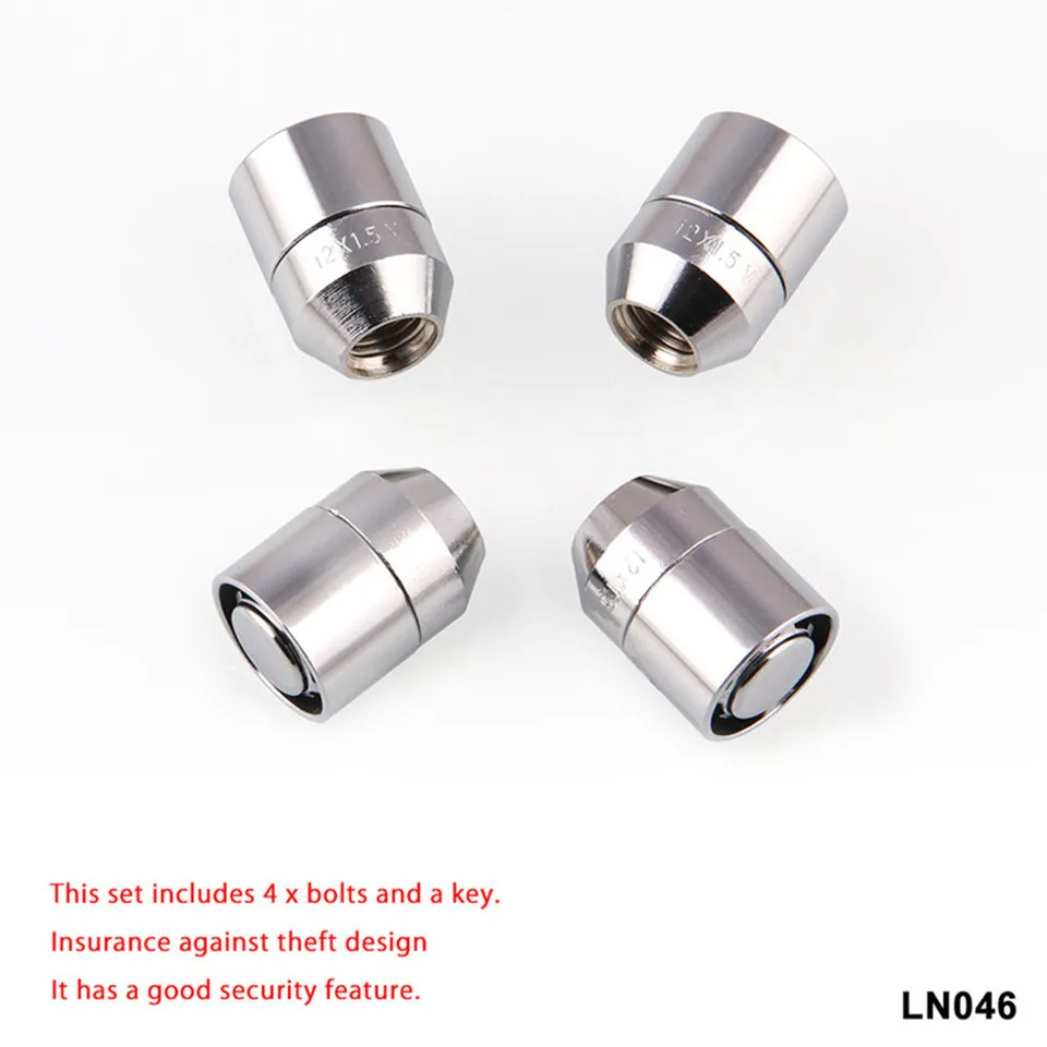 YEAHGOOD M12x1.5 Car Wheel Lock Lug Bolts Nuts 4 Anti Theft Locking Nuts+1 Key Set Universal Car Auto Replacement Parts
