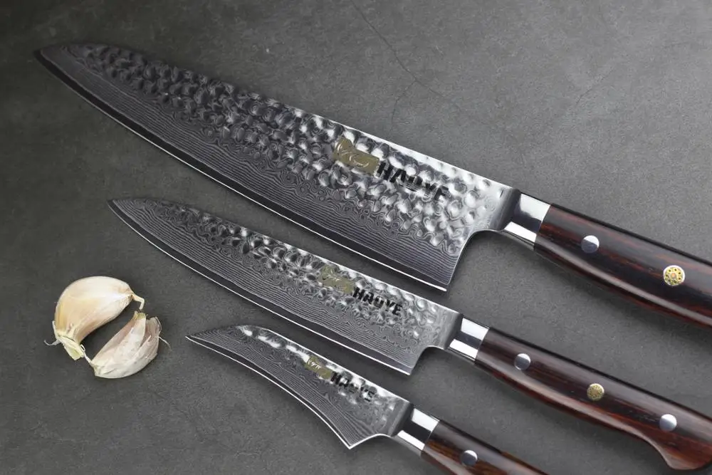 3 шт. Дамасские кухонные ножи японский vg10 стальной нож шеф-повара набор пилинг для