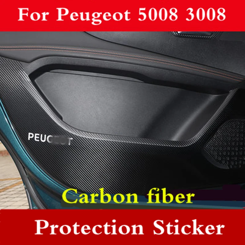 Для Peugeot 5008 3008 2017 2018 двери автомобиля столба порог из искусственной кожи AntiKick Pad