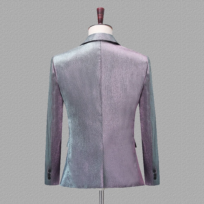 PYJTRL новые мужские изменить цвет Синий Золотой Фиолетовый Красный Slim Fit Блейзер Свадебные жениха выпускного вечера вечерние костюмы певцов