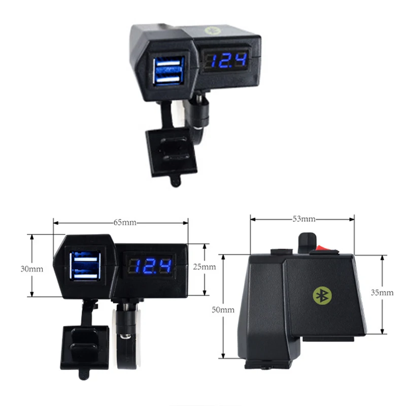 Мотоцикл двойной USB скутер DC 12V прикуриватель адаптер питания аксессуары для мотоциклов 5V 2.1A с Bluetooth руль