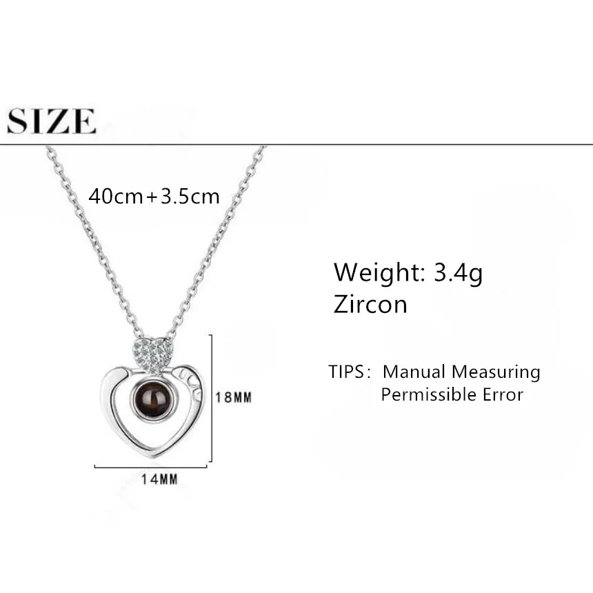 100 ожерелья с подвеской в форме сердца языком проекции из циркония для женщин
