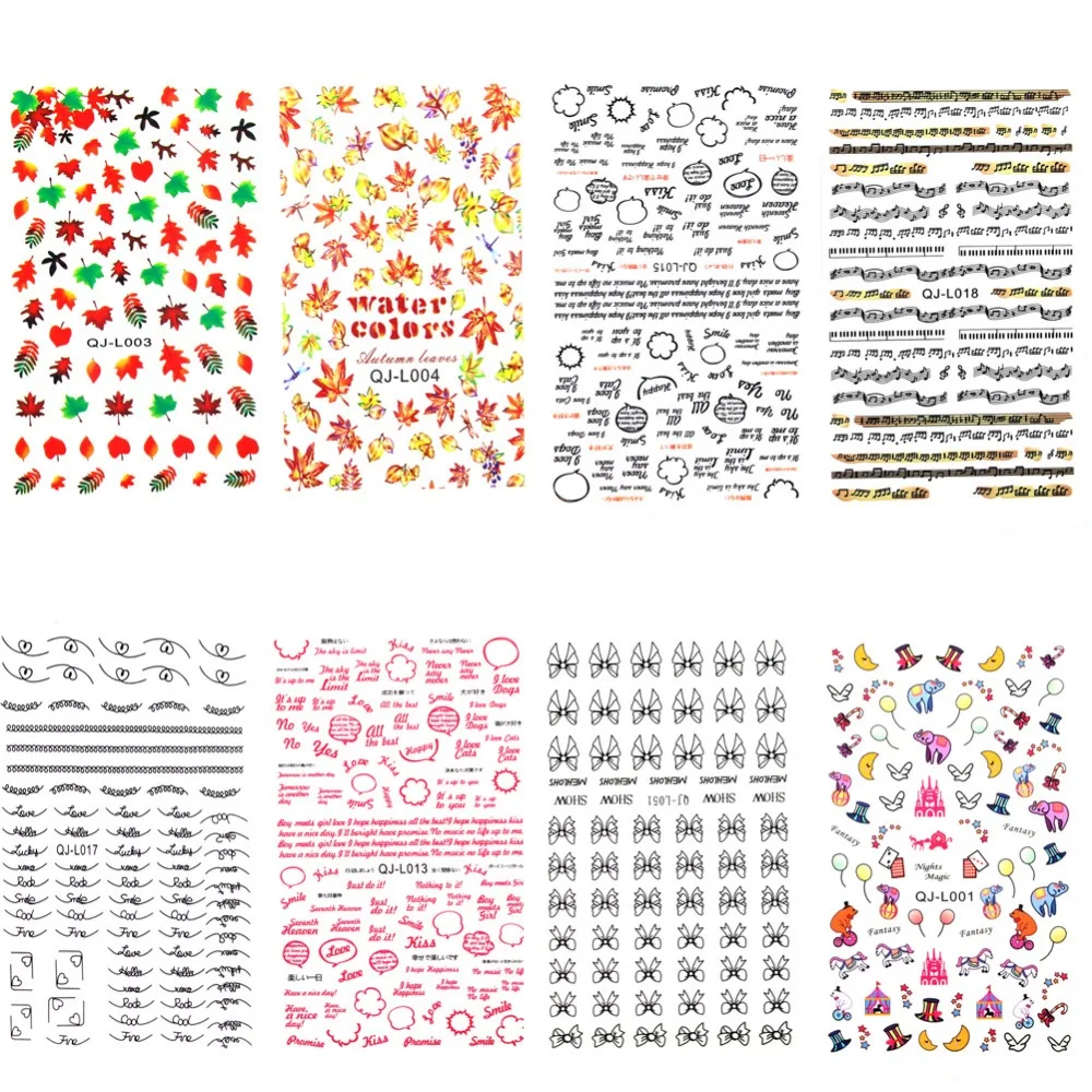 20 шт./компл. цветок ногтей Стикеры переноса воды Наклейка украшения DIY Клей Советы