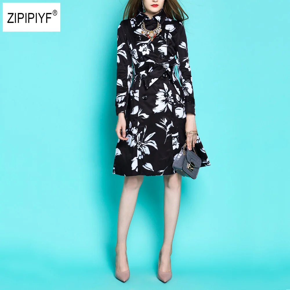 2018 осень Для женщин ветровка пальто мода Повседневное отложным воротником с