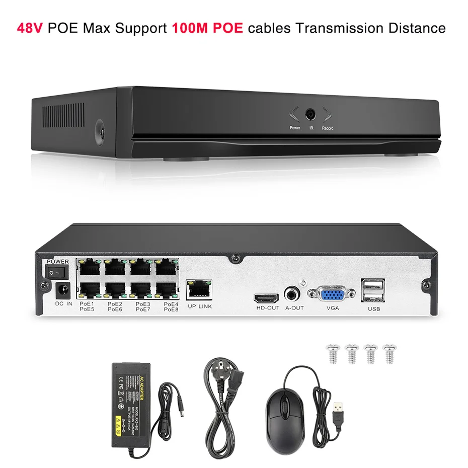 Yanitek 8CH 4MP 1080P H.265 видеорегистратор Full HD 8-канальная безопасность CCTV NVR ONVIF P2P облачная сеть, видео камера Регистраторы для IP Камера Системы