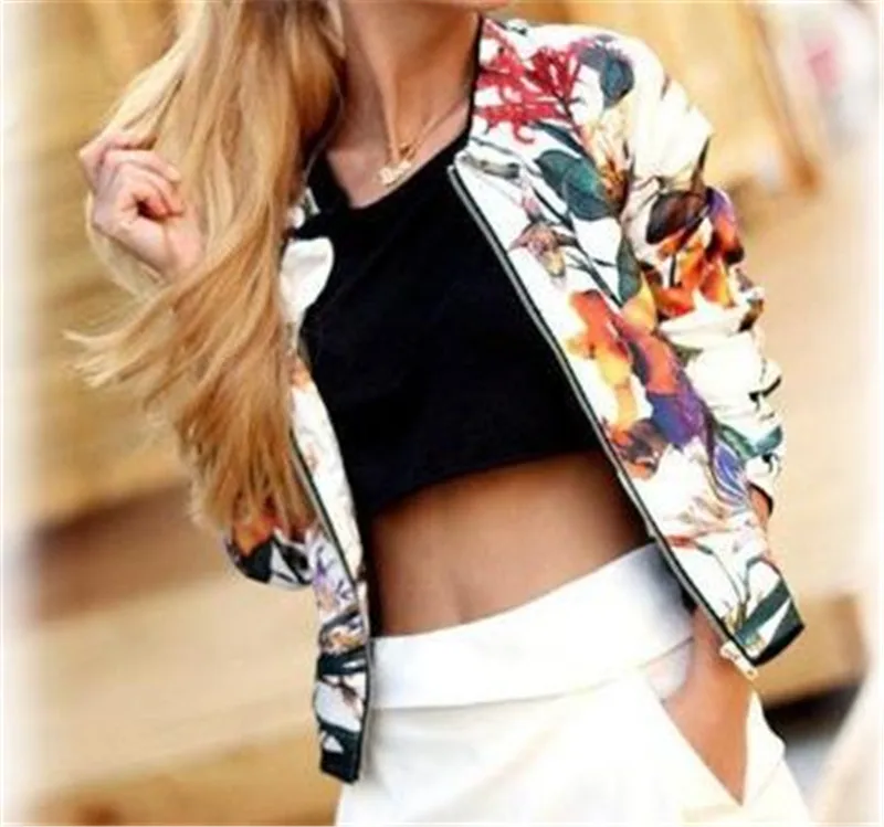 

Women Coat Fashion Ladies Retro Floral Zipper Up Jacket Casual Coat Autumn Outwear Women Clothes