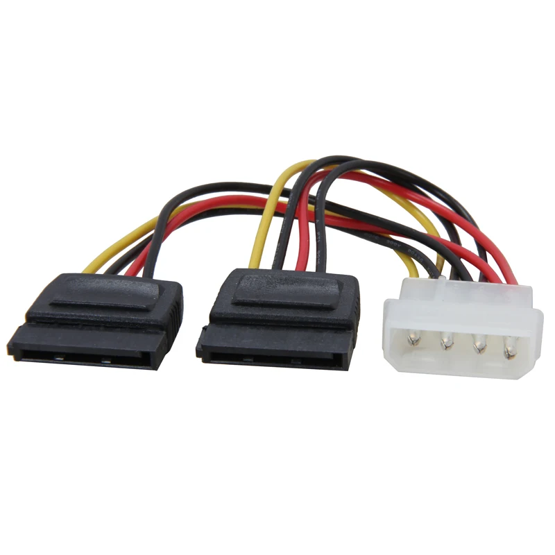6inch Molex 4-pins Male to 2x SATA Power 15-pins Female Y-Splitter Adapter Converter Cable ATX 12V/5V &ampHDD Hard Drive Disk/ SSD |