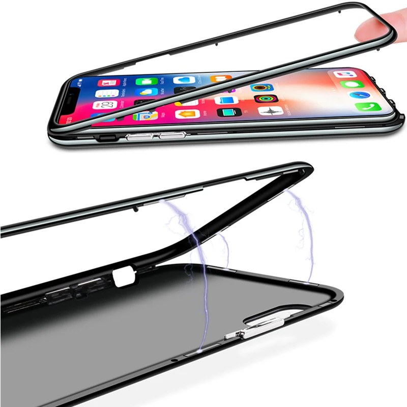 HOTR Магнитный поглощающий чехол из закаленного стекла для iphone xs max с металлическим