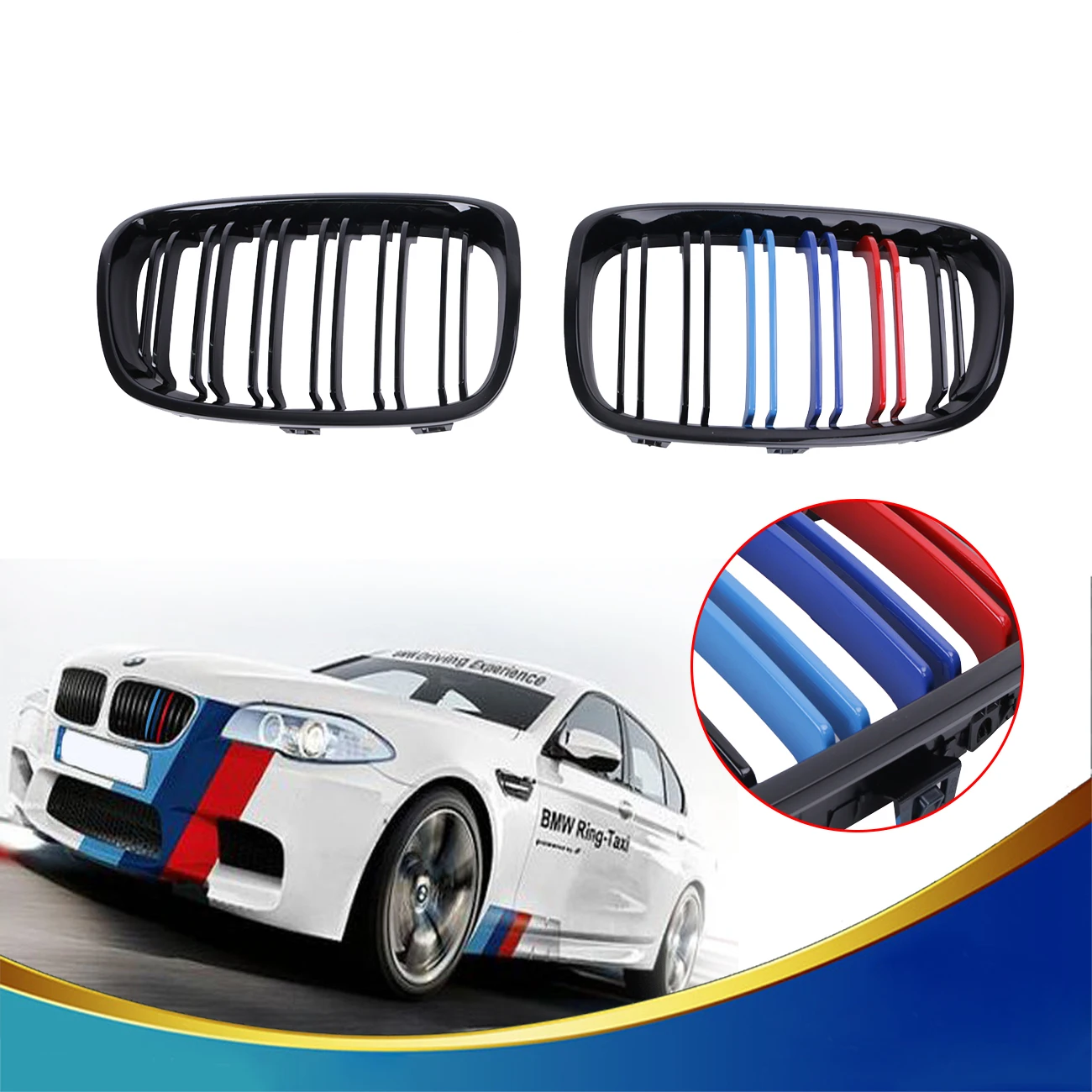M-Color Двойная Передняя решетка грили для почек BMW F20 F21 M Sport 118i 120i 125i 2010-2014 глянцевый