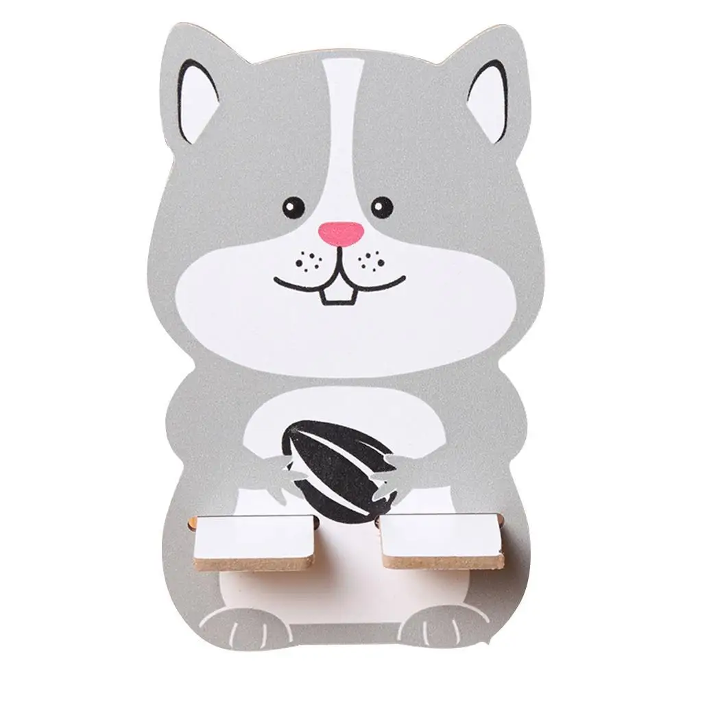 gray squirrel Милый мультфильм мобильный в виде животного телефон кронштейн деревянный держатель собака шаблон, белка шаблон, медведь шаблон держатель - Цвет: gray squirrel