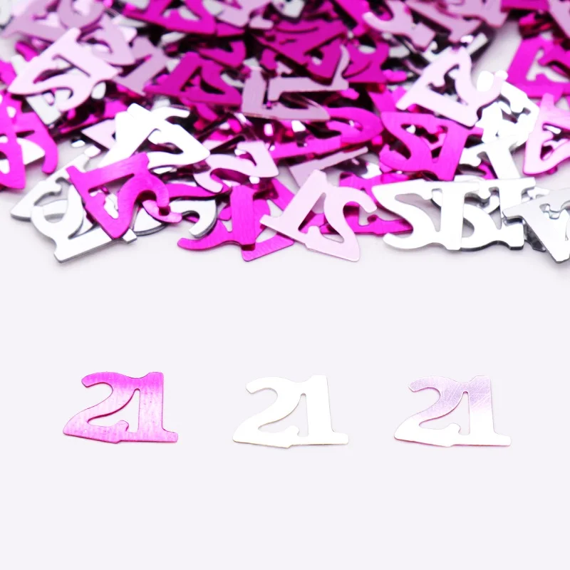 pink 21th 15 г День рождения номер 13, 16, 18, 20, 21, 30, 40, 50, 60, 70, 80 металлический посыпать конфетти стол разброс для дня рождения Свадебная вечеринка Декор - Цвет: pink 21th
