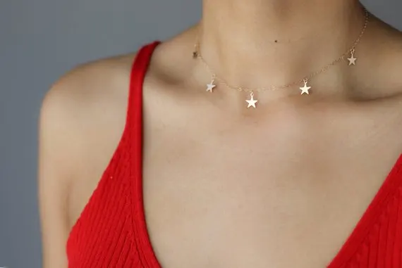 Gold Star Choker Necklace - Silver Bohemian Jewelry Layering Trendy XL1314 | Украшения и аксессуары