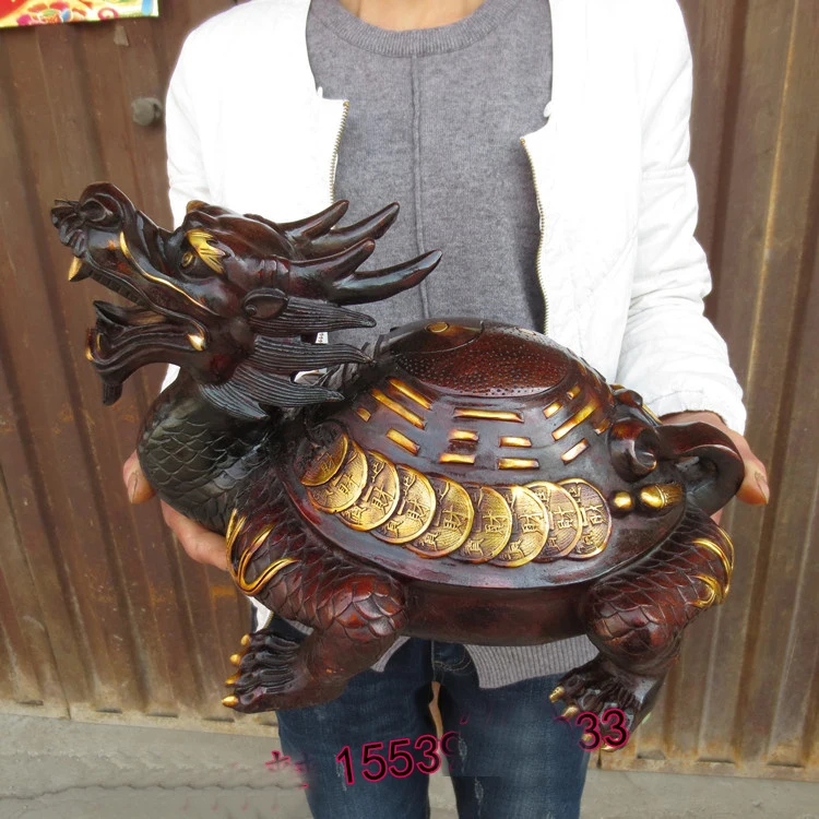 

36CM large Huge # home Porch lobby efficacious Protection Mascot thriving business bronze dragon turtle BA GUA FENG SHUI art