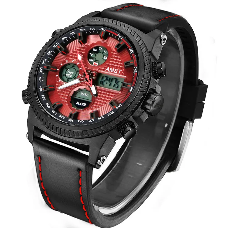 

2020 New Genuine Watch Men's Multifunctional Student Electronic Sports Waterproof Night Light Quartz Leather Belt