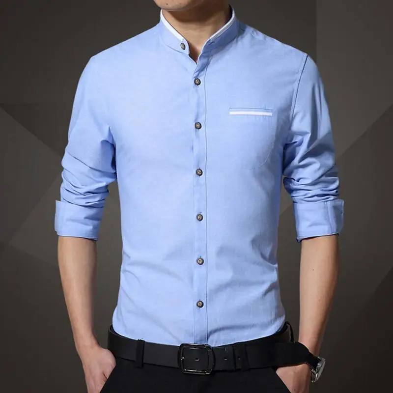 Men's long sleeve collarless shirts Clearance