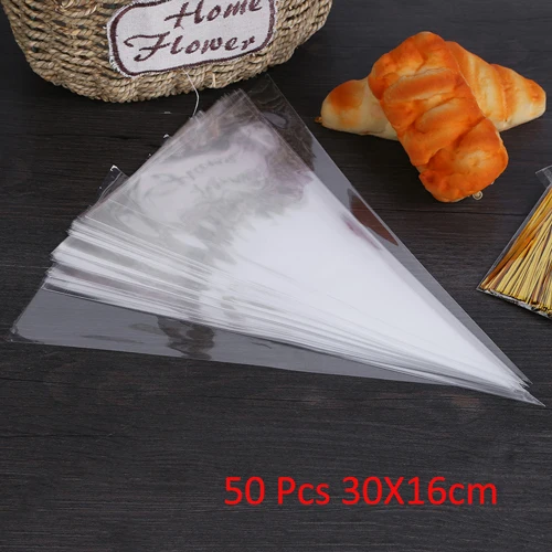 50 Pcs 30X16cm Торт украшение для печенья рот глазурь трубопроводы Советы Силиконовые глазурь кондитерский мешок из нержавеющей стали сопла инструменты - Цвет: 50 Pcs 30X16cm