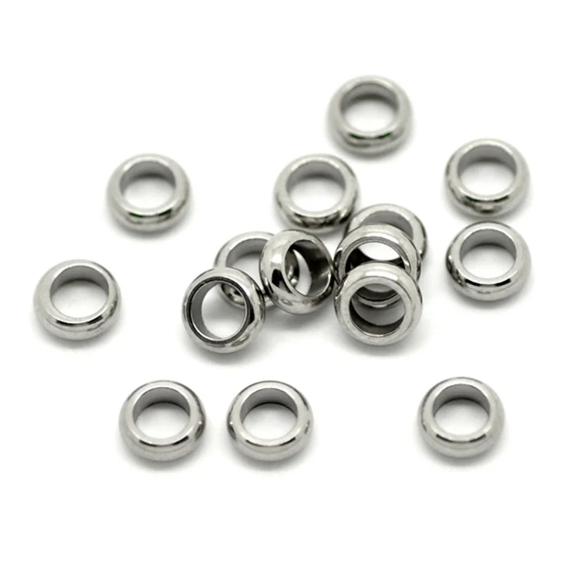 

200Pcs Silver Tone Round Stainless Steel Spacer Beads Perles Jewelry Findings 5mm, Hole 2mm/3mm