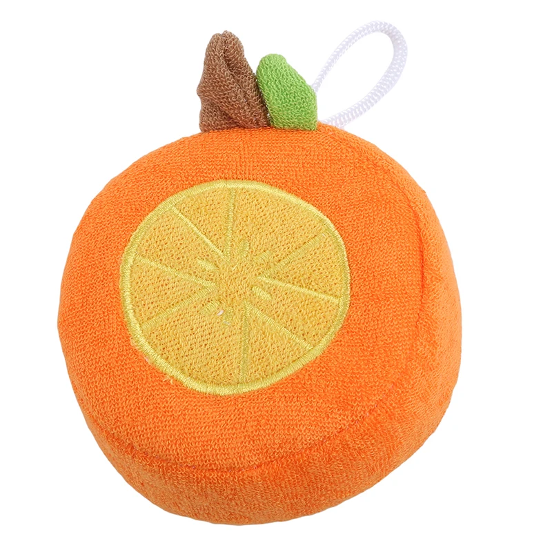 orange Фруктовая Детская щетка для ванны, мягкая детская губка для ванны с рисунком из мультфильма, пуховка для пудры, милые детские товары для новорожденных, товары для душа, полотенце с шариками - Цвет: orange