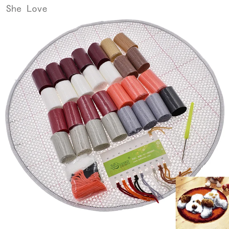 

Chzimade Embroidery Latch Hook Rug Kits DIY Needlework Unfinished Crocheting Rug Yarn Cushion Mat Embroidery Decorative Carpet