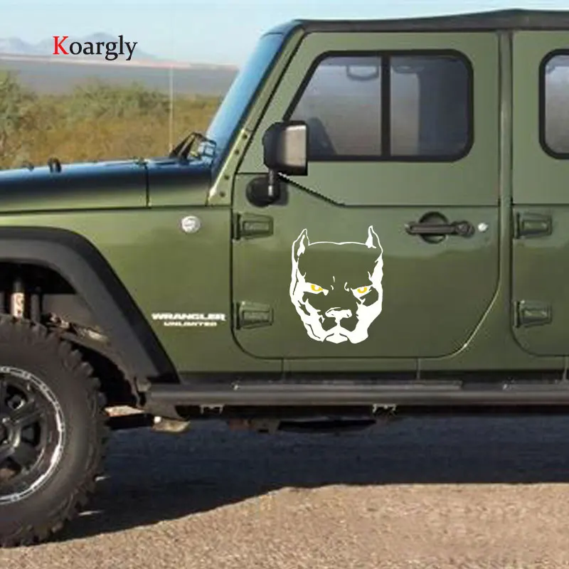 Koargly 18*22 см 30*37 желтый глаза собаки питбуль стекол автомобиля наклейки авто