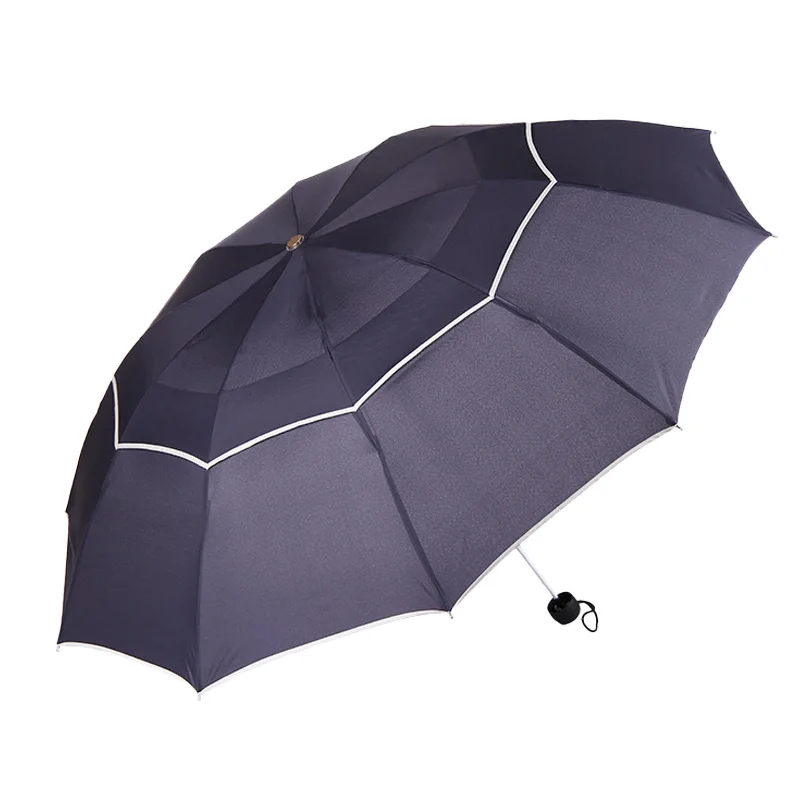 DARK BLUE Двойной зонт для гольфа, мужской, дождевой, женский, ветрозащитный, большой зонт для женщин, Paraguas, высокое качество, солнцезащитный, 3, складной, большой зонт, для улицы - Цвет: DARK BLUE