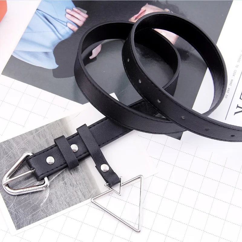 Женский и мужской ремень с декоративной пряжкой черный кожаный для женщин мужчин