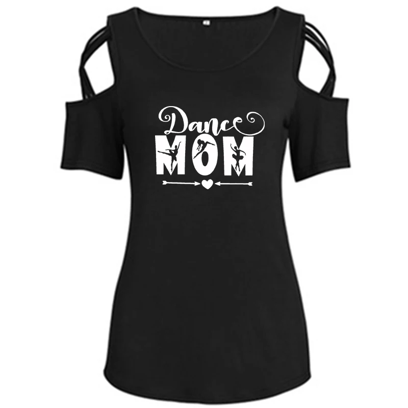 Женская футболка с надписью Dance Mom в стиле Харадзюку открытыми плечами для